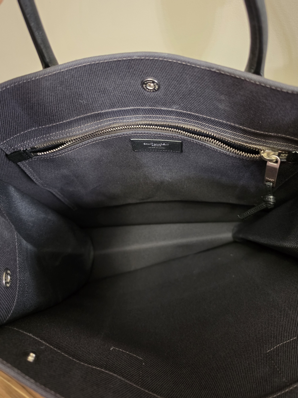 Saint Laurent Rive Gauche Canvas Tote Bag in Dark Gray - Picture 5 of 14